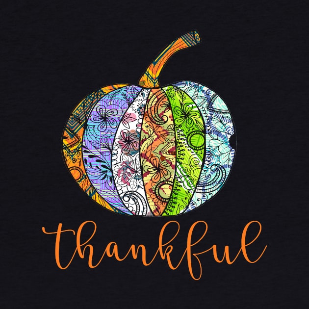 Thankful Pumpkin Fall Tshirt by williamarmin